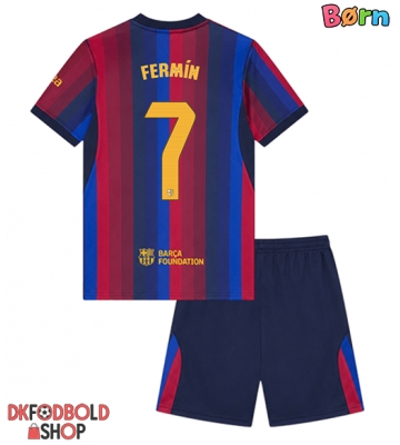Barcelona Fermin Lopez #7 Hjemmebanesæt Børn 2026-27 Kort ærmer (+ korte bukser)
